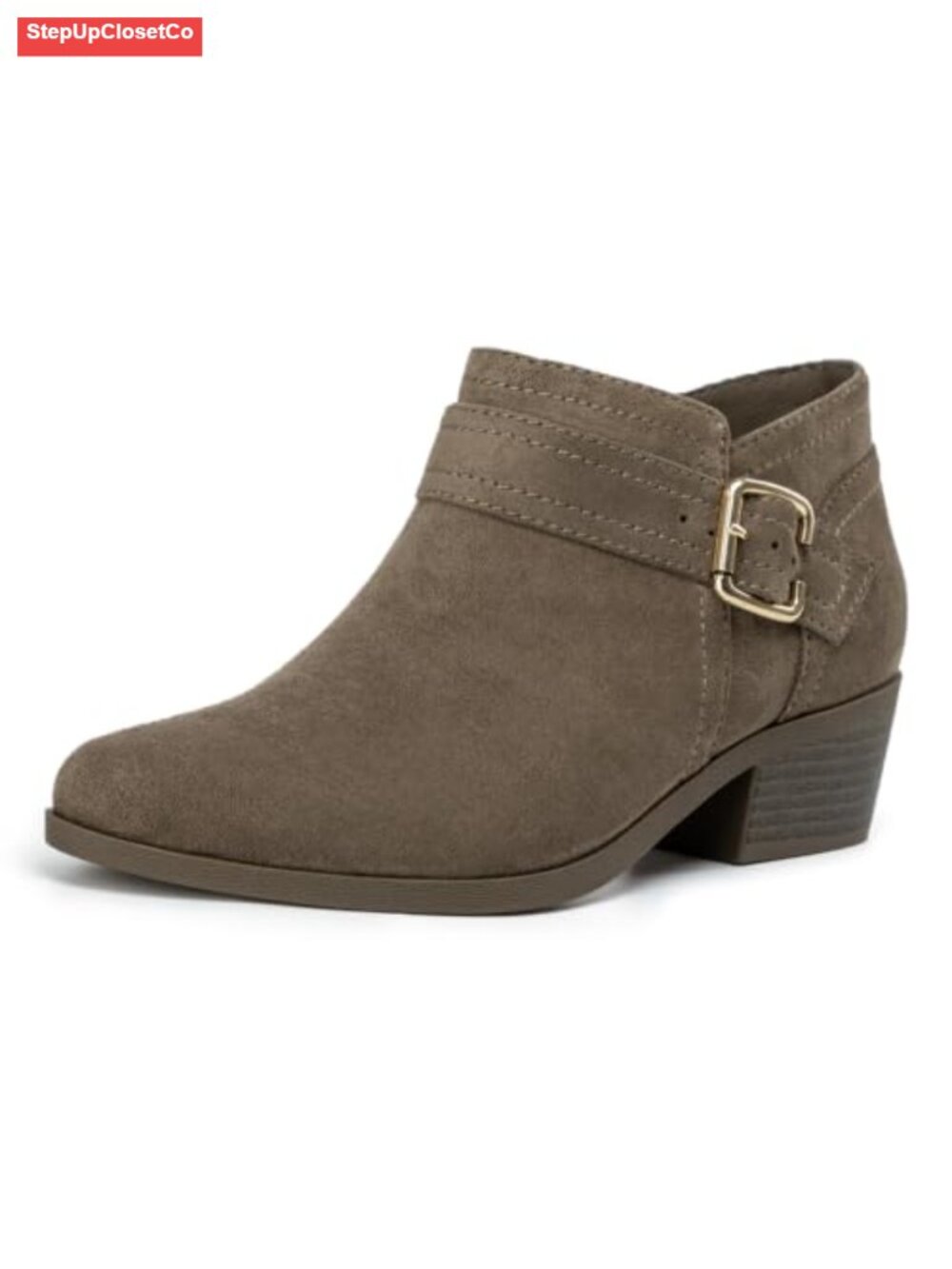 Women's Chunky Block Low Heel Pointed Toe Ankle Booties Zip-Up